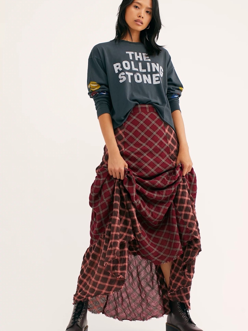 Free People Prairie Dreams Cottagecore Maxi Skirt Size 6 Tiered Cotton Boho